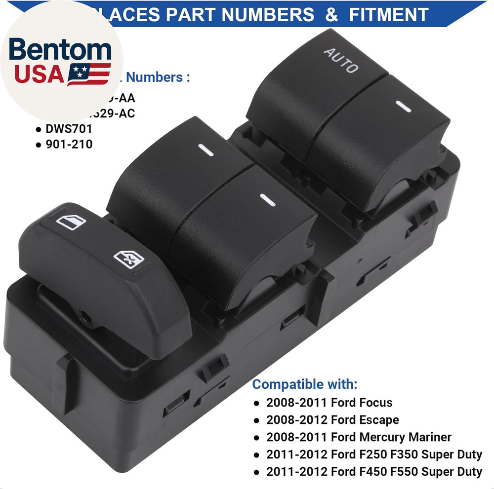 Power Window Switch Control Button Driver Side Compatible with 2008-2012 Ford F2