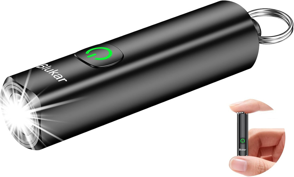 Rechargeable EDC Flashlight, 360L Mini Keychain Flash Light with 3 Lighting Mode