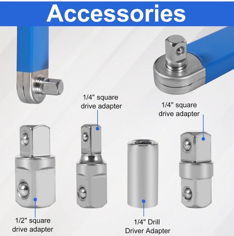 3/8" Offset Extension , 15" Impact Ready Socket Tool with 1/4" 3/8" 1/2" Square