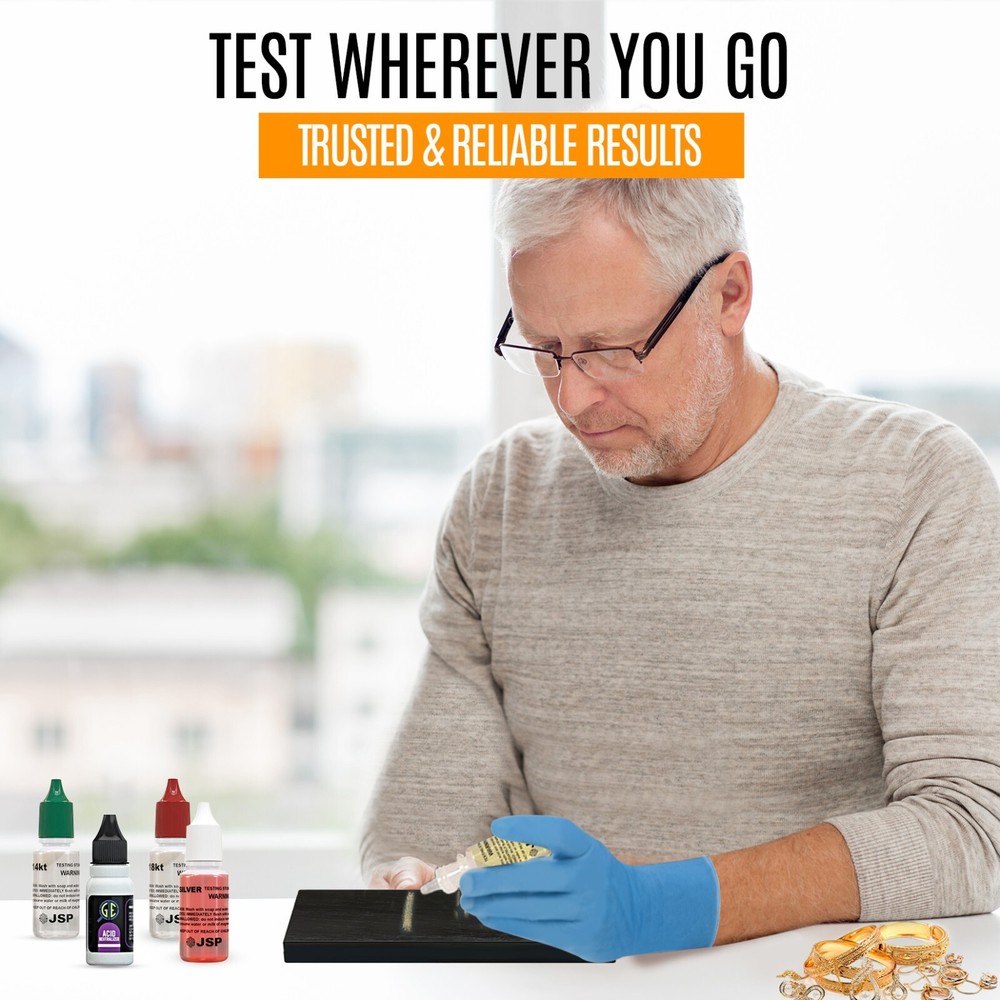 Gold Testing Kit 10k & 18k Solution Acid with Scratch Stone Test Detector Metals