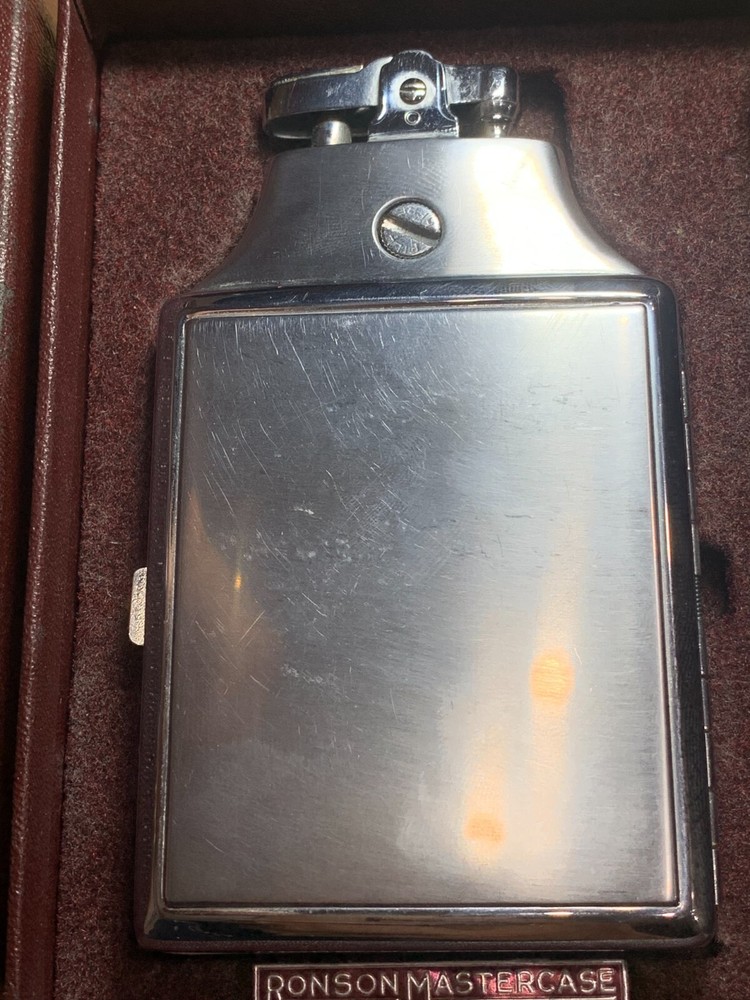 RONSON ENAMELED MASTERCASE LIGHTER & CIGARETTE CASE w/ Box Beautiful!