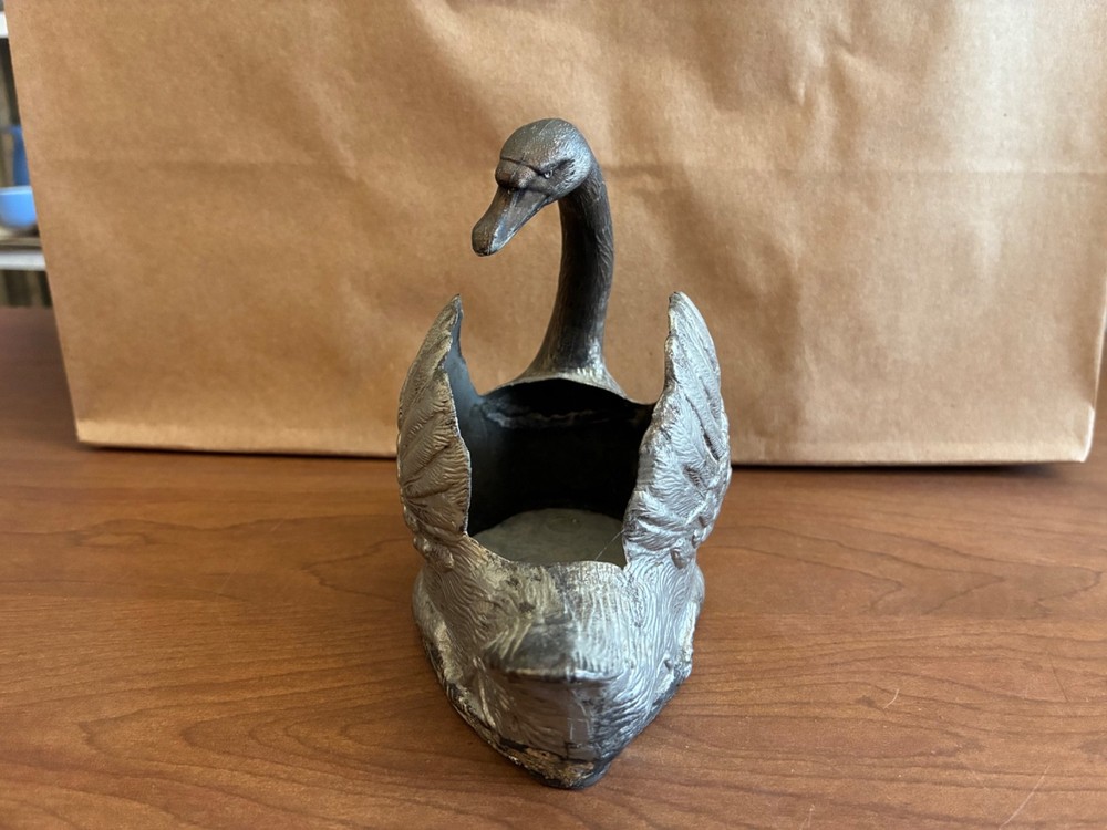 Silver Plated Swan Napkin Holder Trinket Dish Vintage Elegant