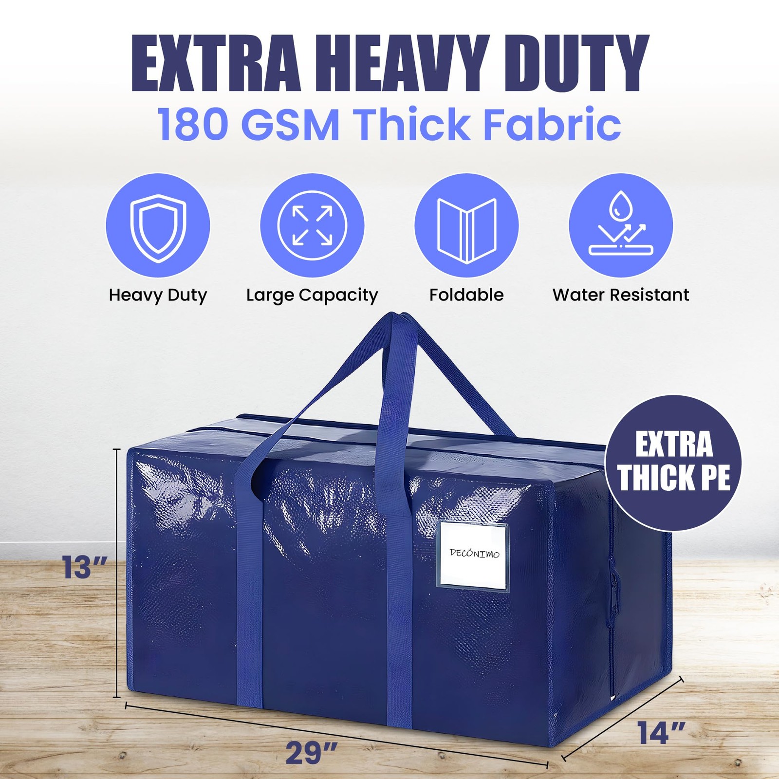 6 Pack Extra Heavy Duty Large Moving Bags with Strong Zipper & Comfortable Ha...