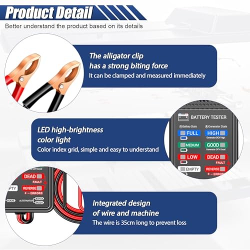12V Car Battery Tester with LCD Screen & Indication - Universal Car Voltmeter