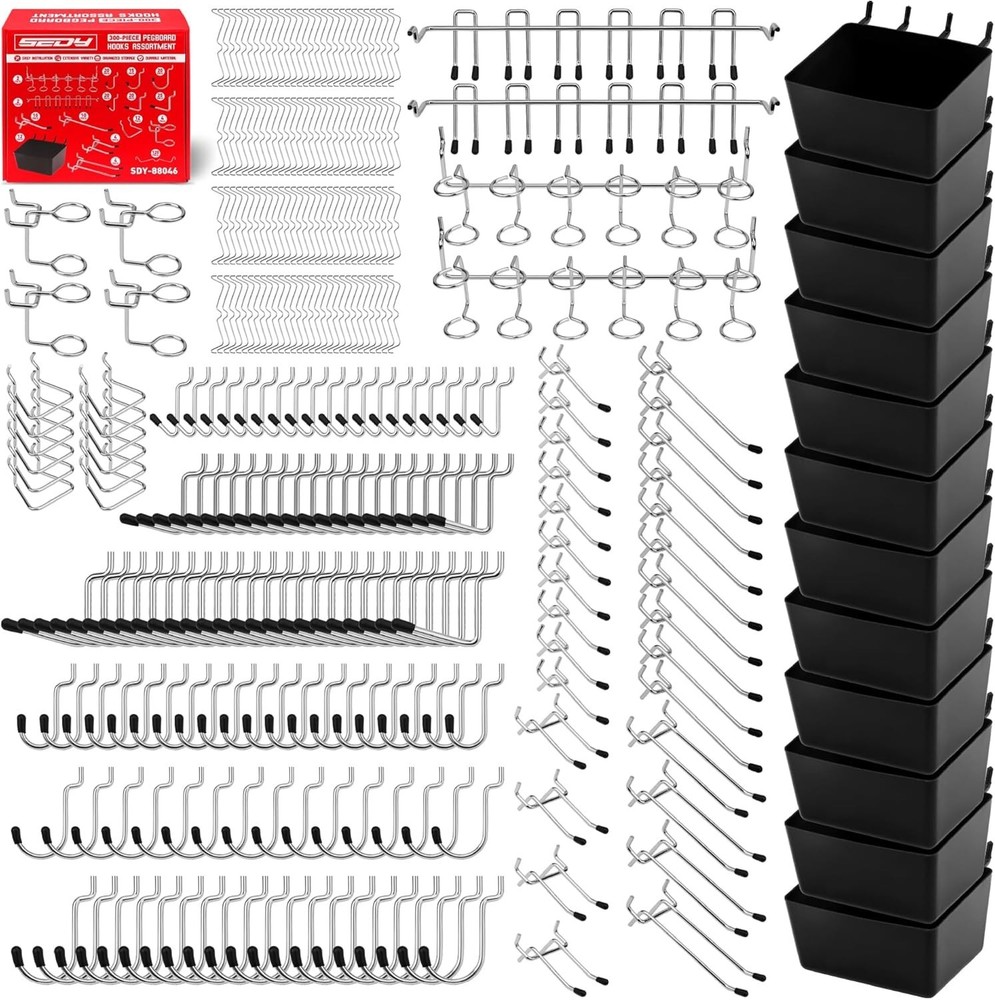 300 PC Pegboard Hook Set Metal Tool Organizer Garage Workshop