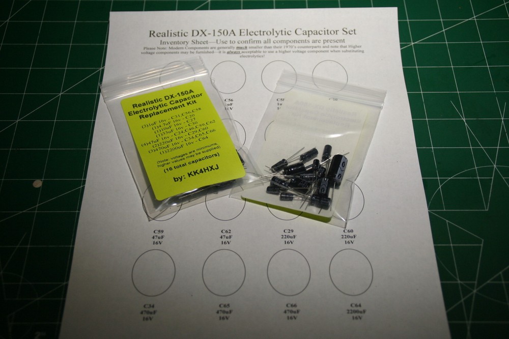 Realistic DX-150A Electrolytic Capacitor rE-Cap Kit - Premium