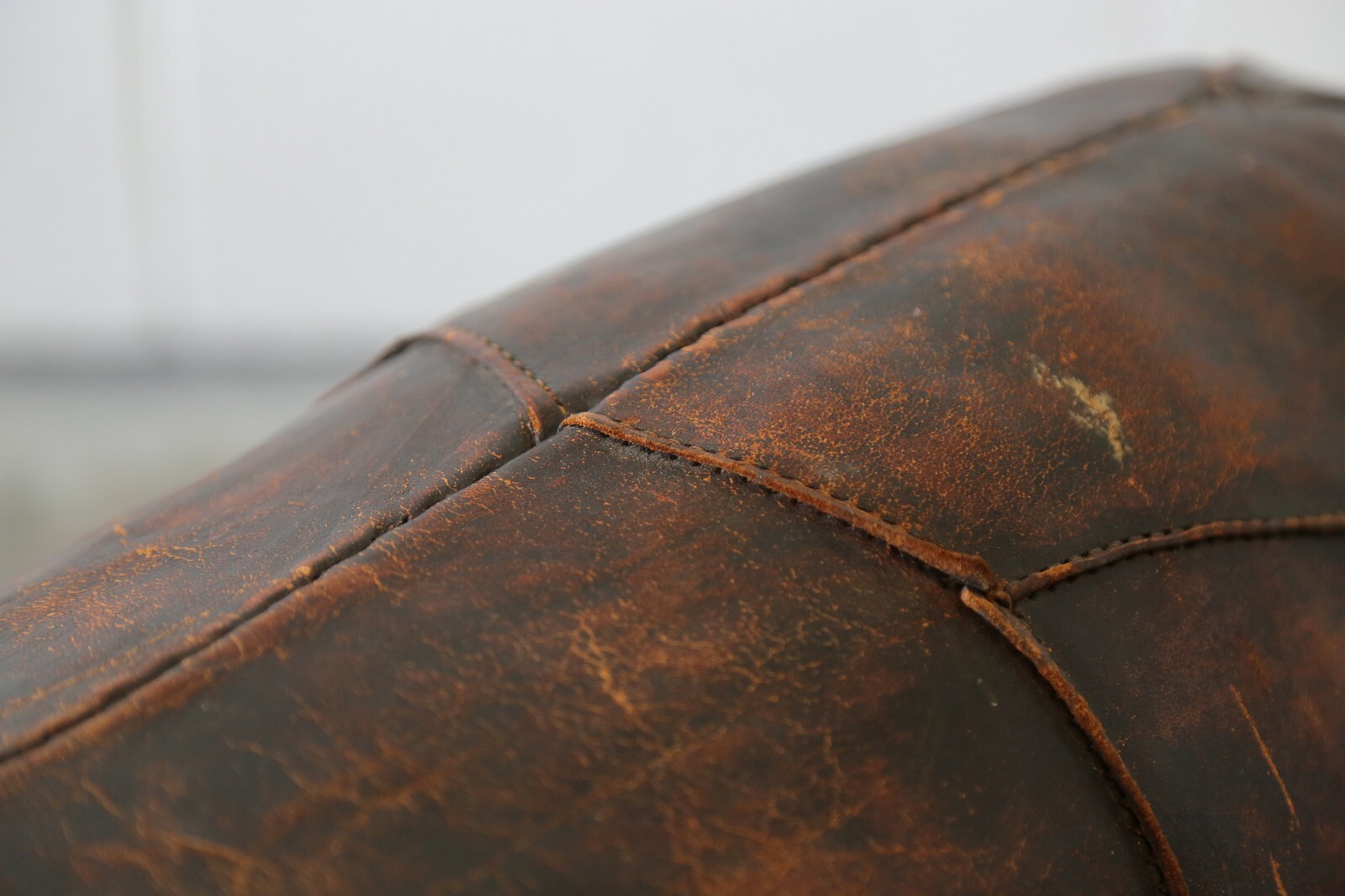 1960s Dimitri Omersa 36" Leather Rhinoceros Ottoman Abercrombie Fitch