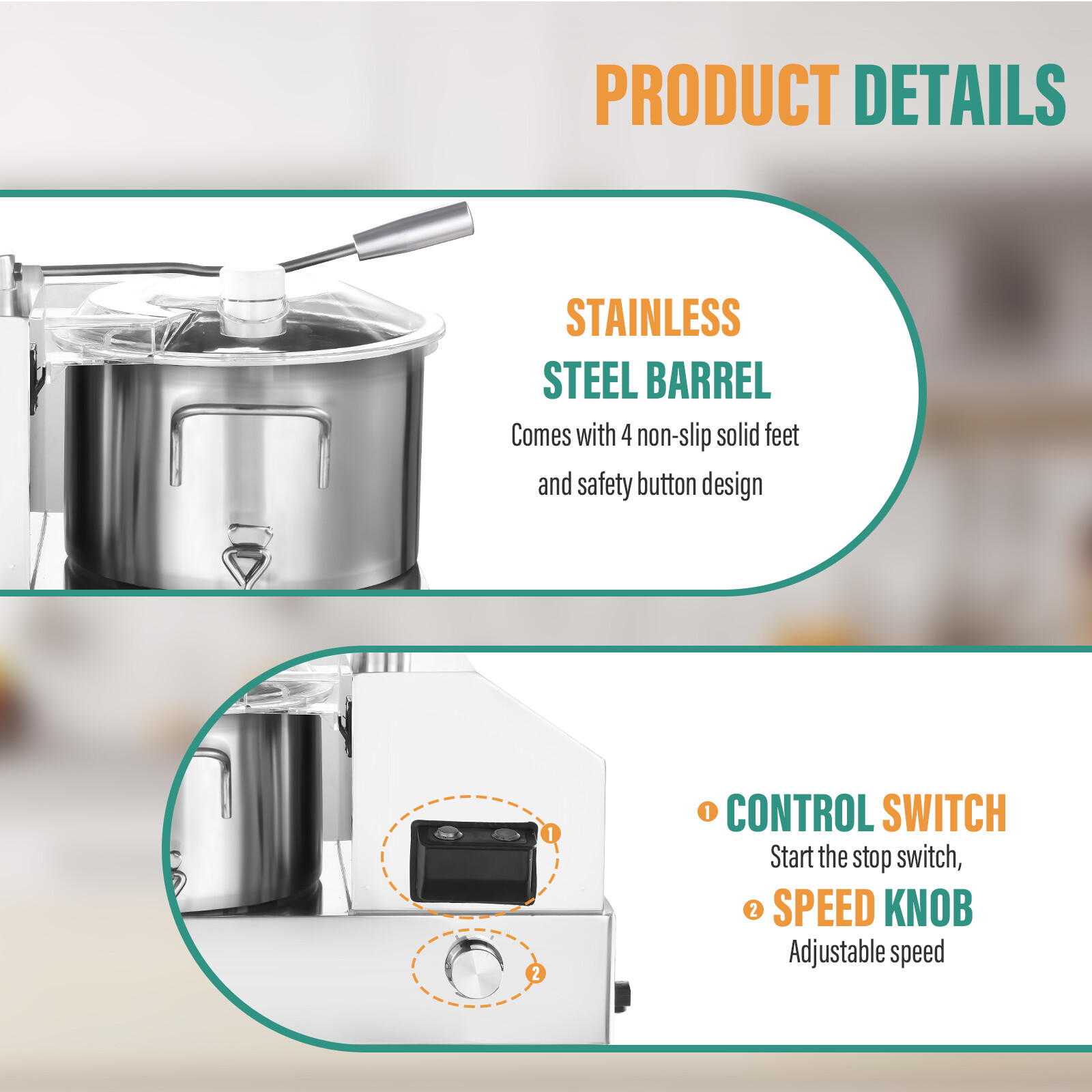 6L Commercial Food Processor Electric Vegetable Fruit Meat Cutter Food Chopper-