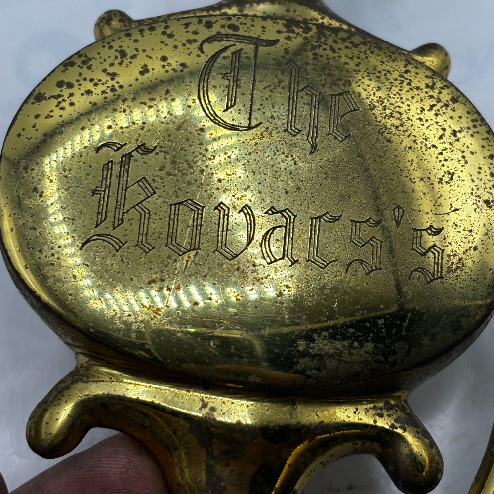 VINTAGE Solid Brass Door Knocker Engraved Things Remembered Spain ⭐