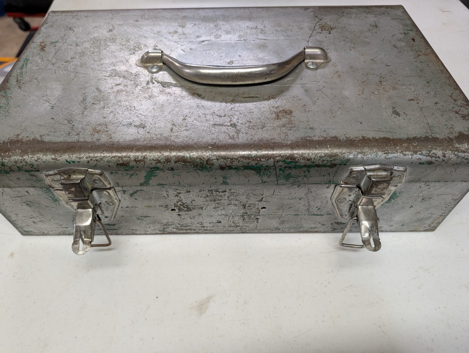 Vintage Metal Toolbox with 50+ assorted lot of tools