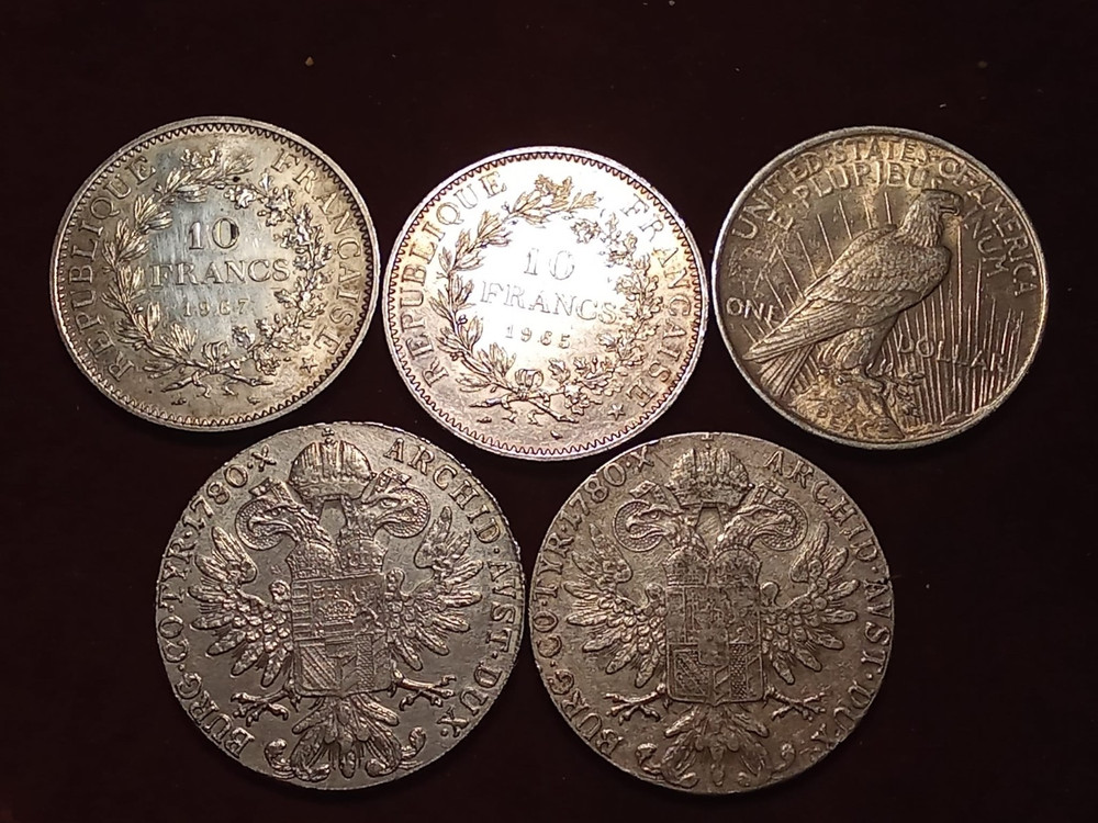 lot of 5 large module silver coins