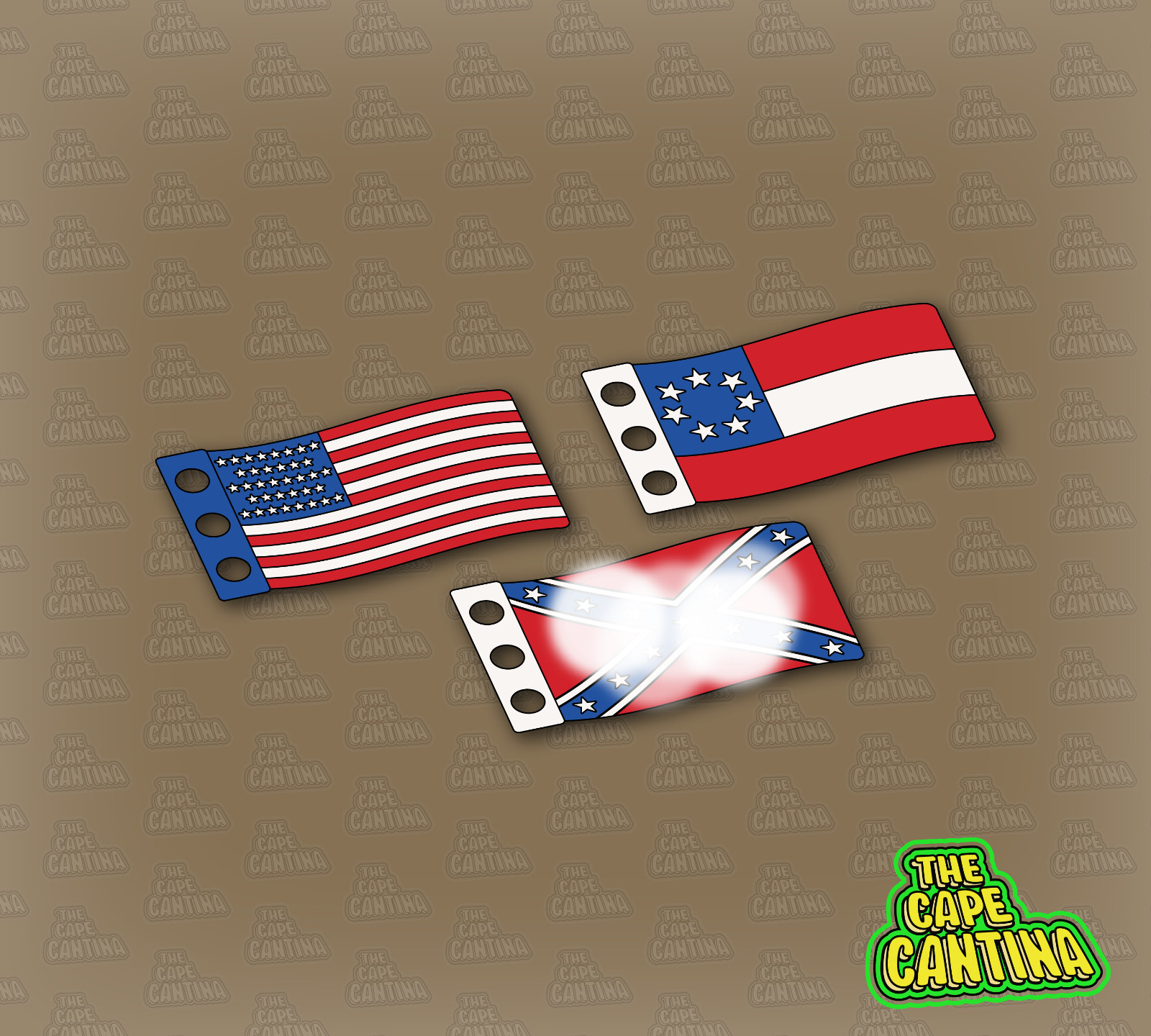 Custom Civil War Style Battle Flag Accessory Choice for LEGO Minifigure Diorama