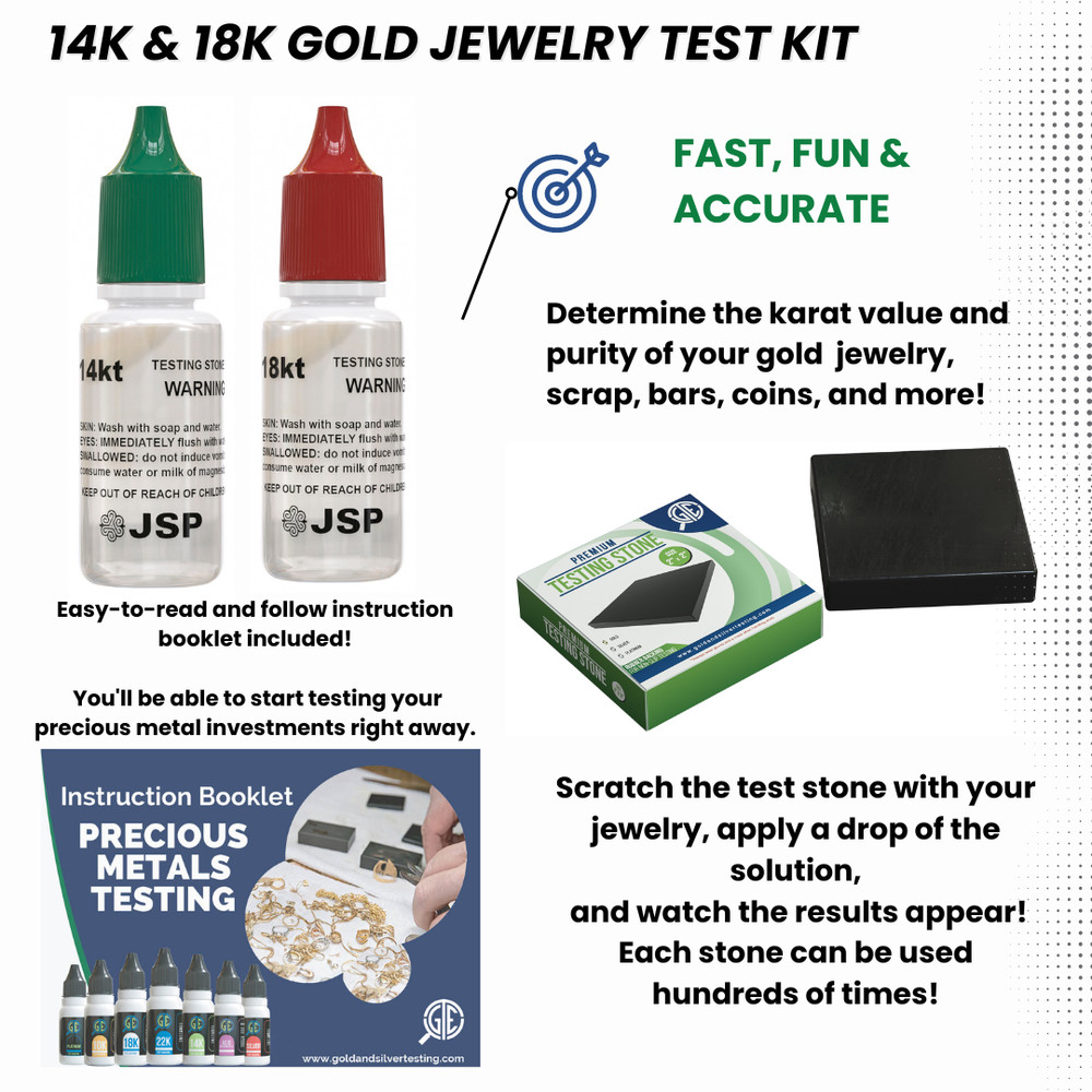 Gold Testing Kit 14k 18k Solution Acid with Scratch Stone Test Gold Authenticity