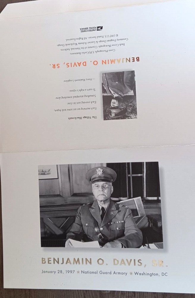 BENJAMIN DAVIS FIRST BLACK ARMY GENERAL #3121  1997  FIRST DAY CEREMONY FOLDER