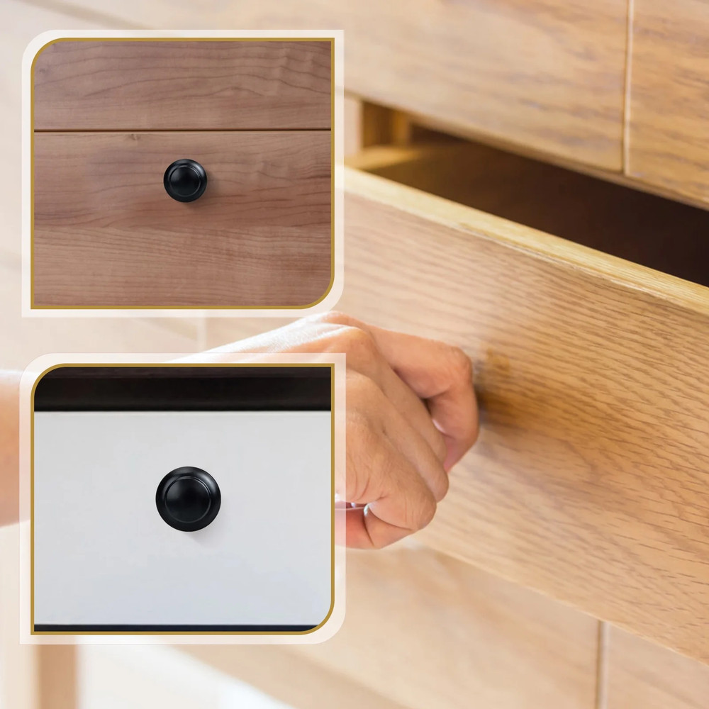 New 20 Pack Matte Black Kitchen Cabinet Knobs Round Drawer Pulls Stainless Steel