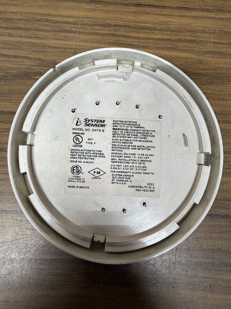 System Sensor 2WTR-B Conventional Smoke Detector Head With Relay & Thermal
