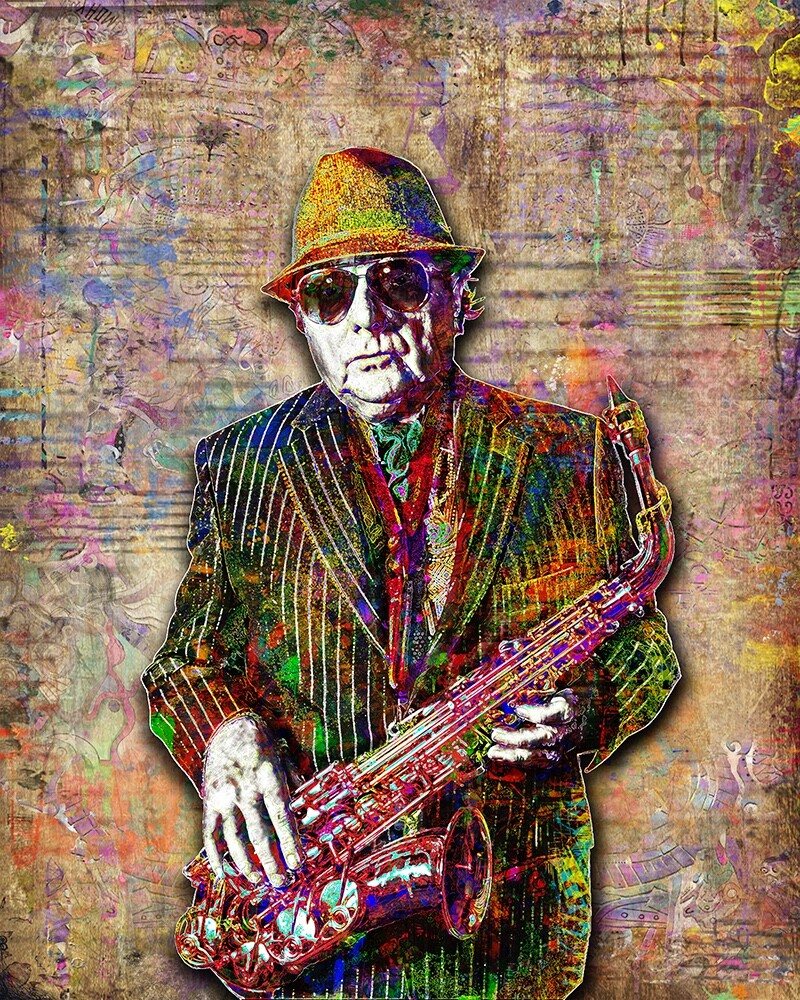 Van Morrison Poster, Van Morrison Sax Tribute Pop Art Fine Art Free Shipping US