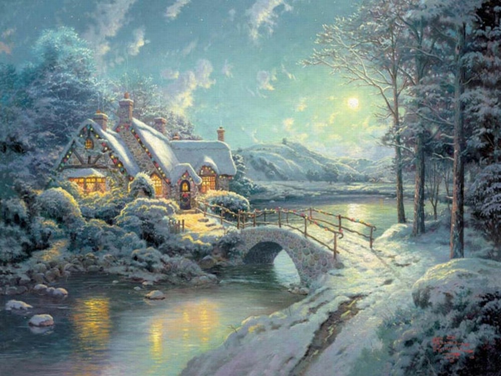 Chart Needlework DIY - Counted Cross Stitch Patterns -  Christmas Cottage II