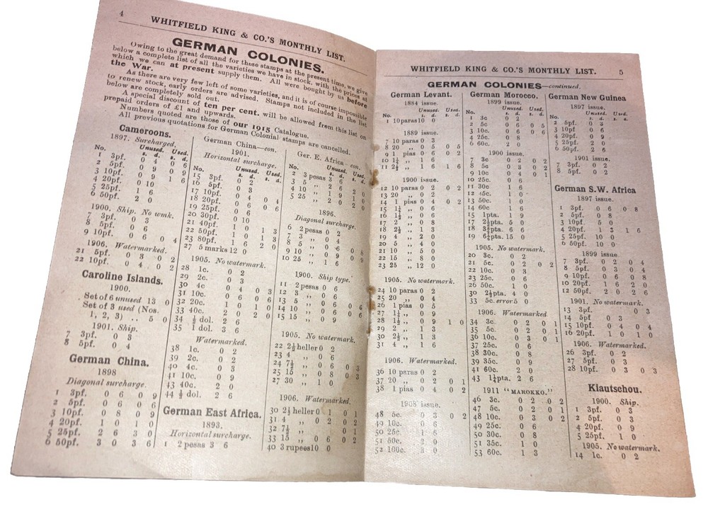 1915-Whitfield, King & Co. - 12 Page List- Monthly List Philatelic Novelties