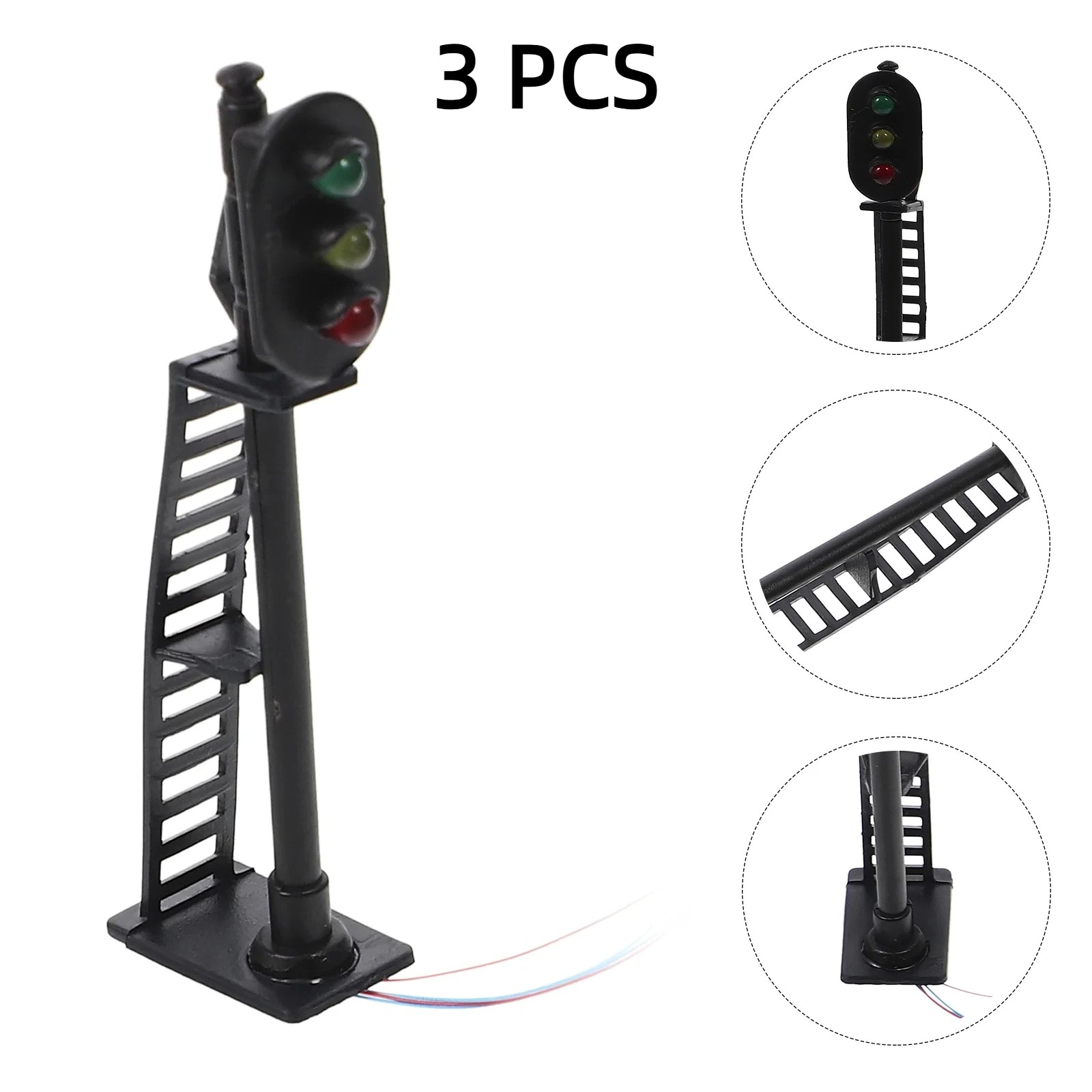 3PCS 2.75inch Model Railway HO Scale 1:87 Signals Black Signal Lights Lamps US