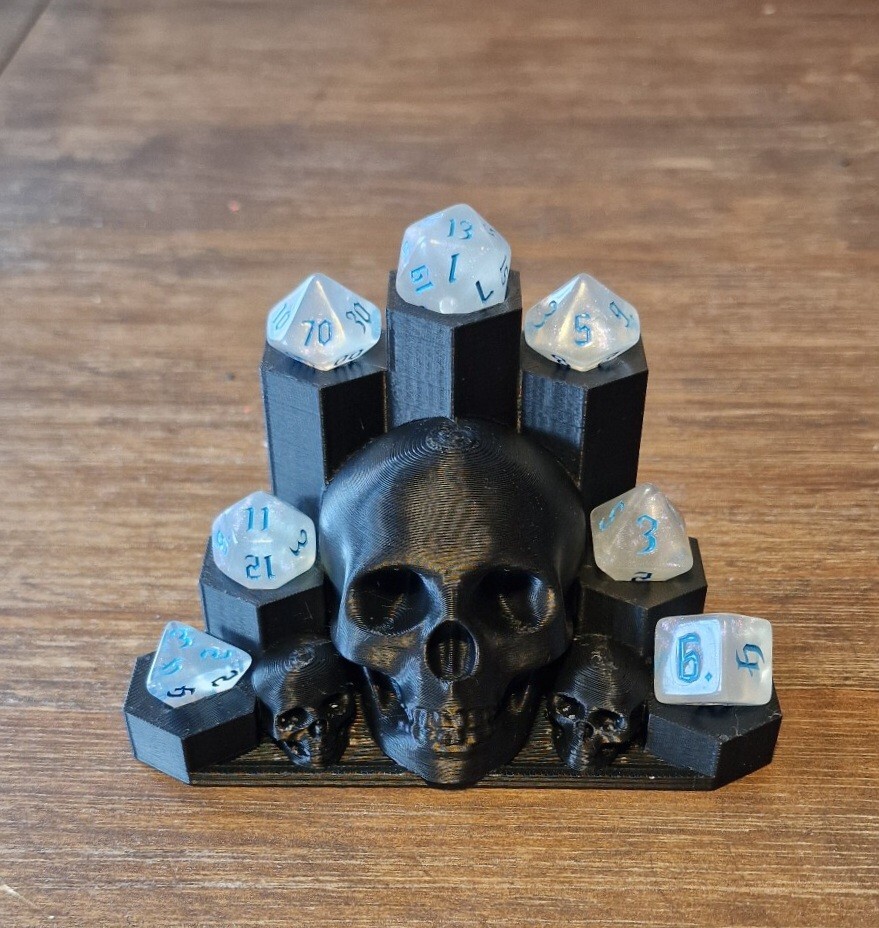 Dice Holder Set Skulls Display Stand