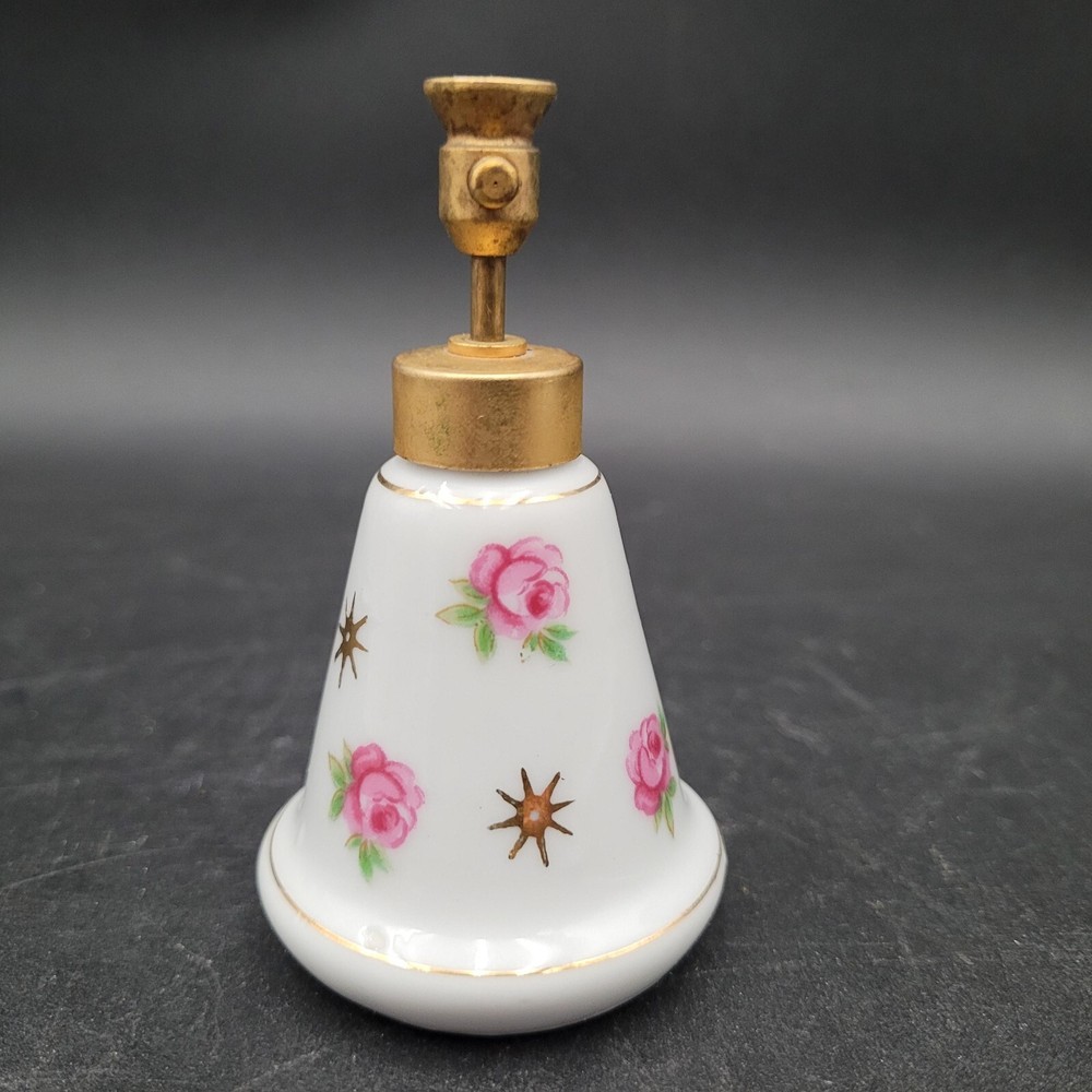 Vintage DeVilbiss Floral Porcelain Transferware Spray Perfume Bottle Atomizer