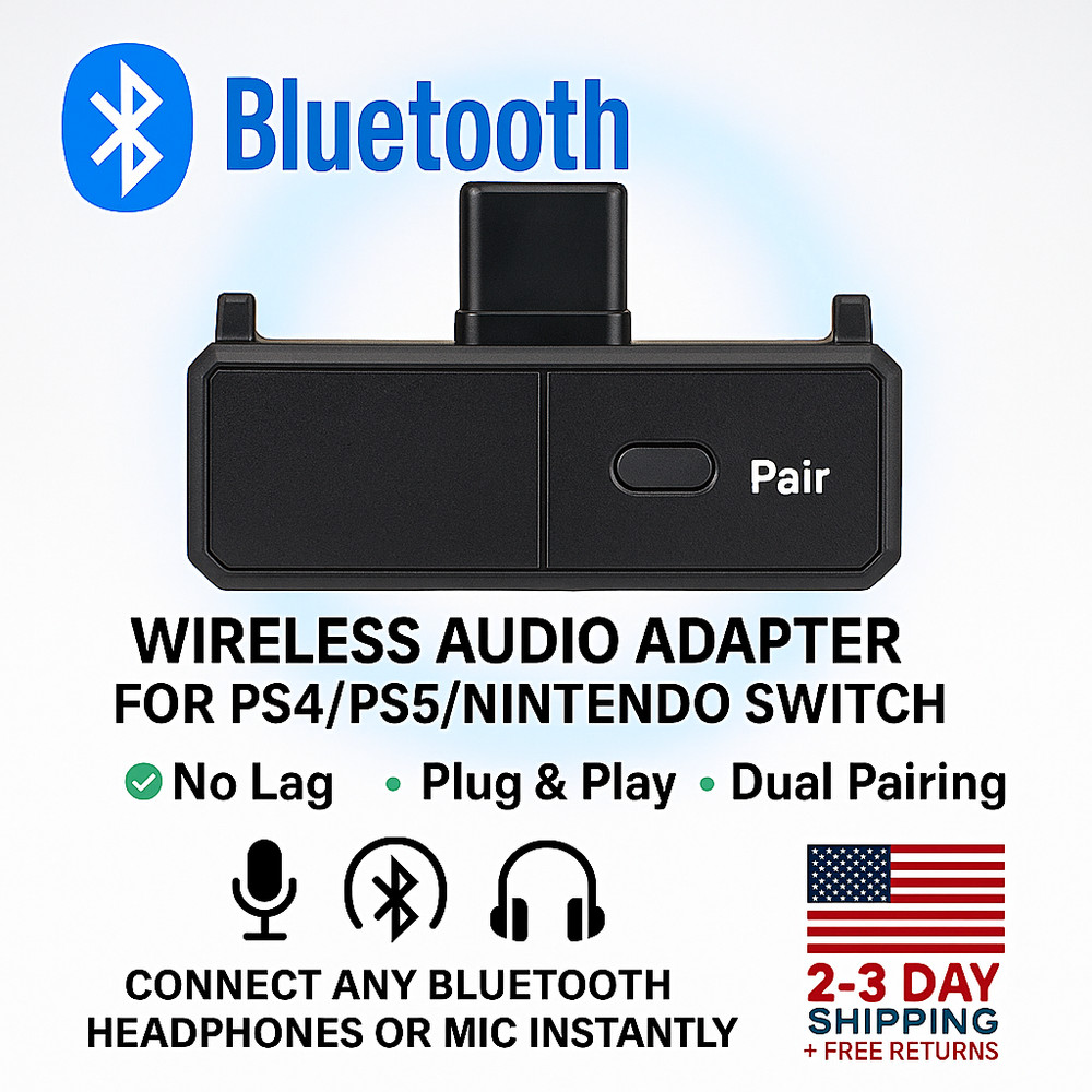 Wireless Headset Receiver USB Dongle Audio Adapter For PS5 PS4 Game Console