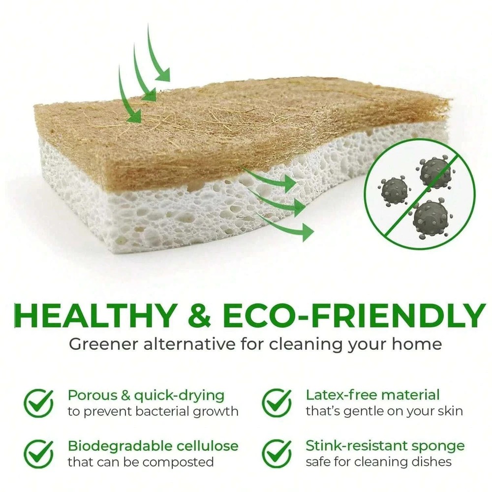 12pcs Kitchen Sponge Natural Biodegradable Eco-Friendly Dish Sponges for Kitchen