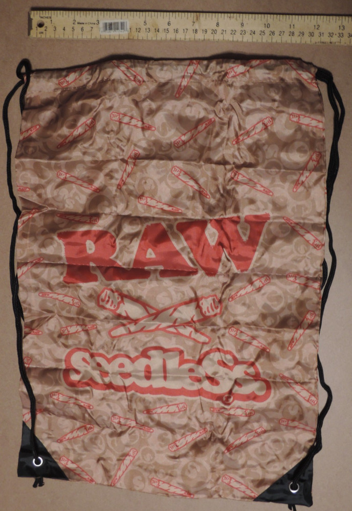Rawthentic RAW Authentic SEEDLESS LOGO Drawstring TAN Beach BAG Brown Backpack!