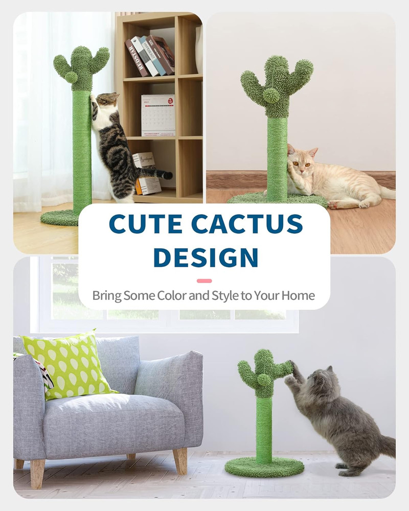 Made4Pets Cat Scratching Post, 25.6" Cactus Cat Scratcher Kitten Scratch Post wi