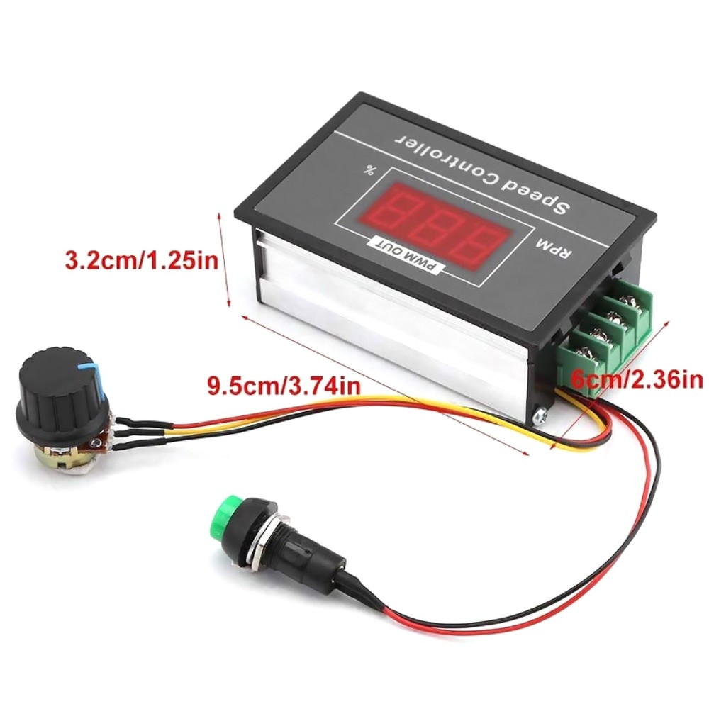 30A DC Motor Speed Regulator w/ Digital Display & Momentary Start/Stop Button