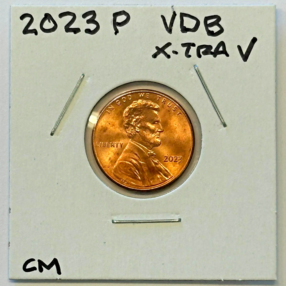 MINT ERROR - 2023-P "EXTRA V" LINCOLN SHIELD CENT (NICE COIN) (RED, HIGH GRADE)
