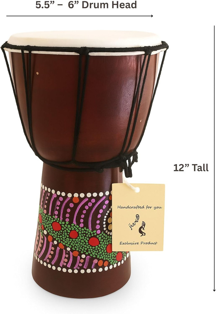 Djembe Drum – Hand Carved African Drum, Bongo Congo Style – Solid Mahogany with