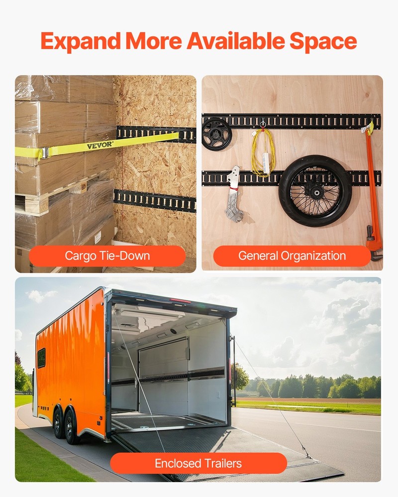 VEVOR E Track Tie Down Rails Power Coated E-Tracks 4 Pack 5' for Cargo Trailers