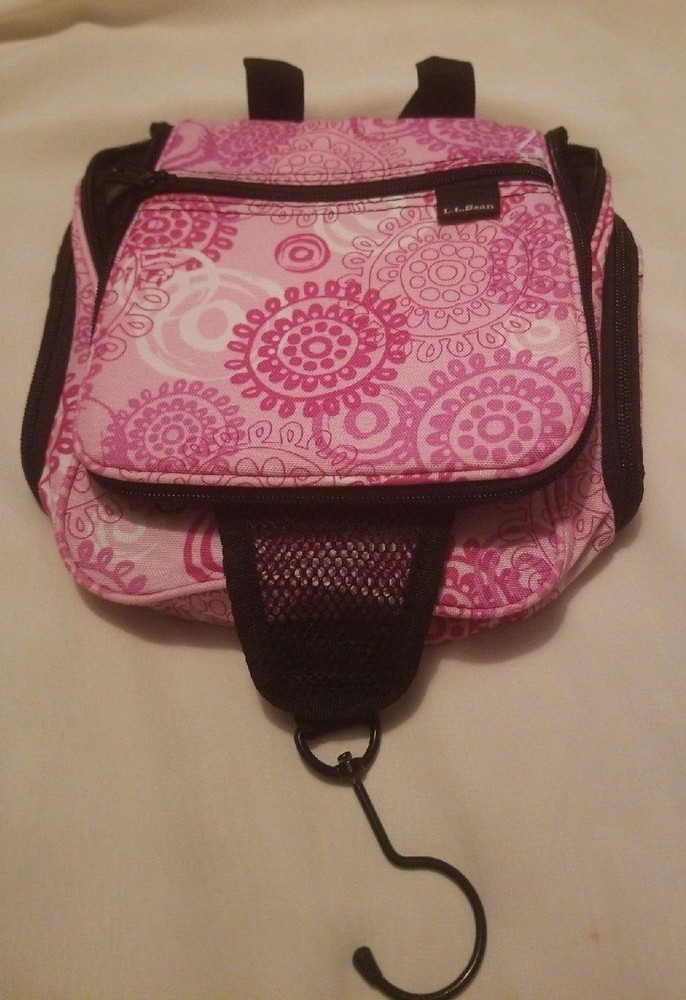 L.L. Bean Small Pink and White Accessory Case