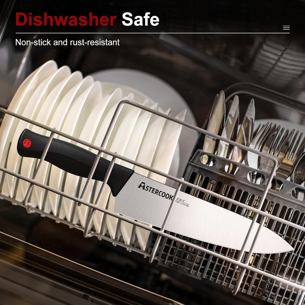 Knife Set, 15-Piece Kitchen Knife Set with Built-in Knife Sharpener