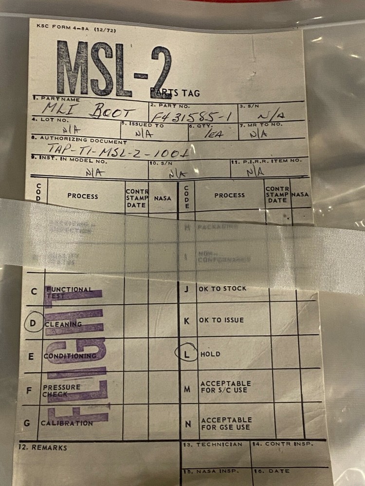 Large, NASA MLI Thermal Protective Blanket Assy