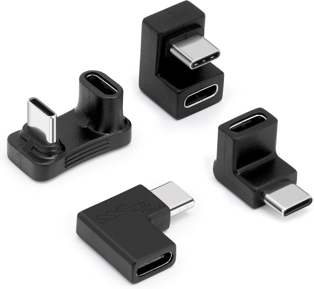 USB C 180 Degree Adapter 4Pack, USB C U Shape Adapter, 180 Degree Angled USB 3.1