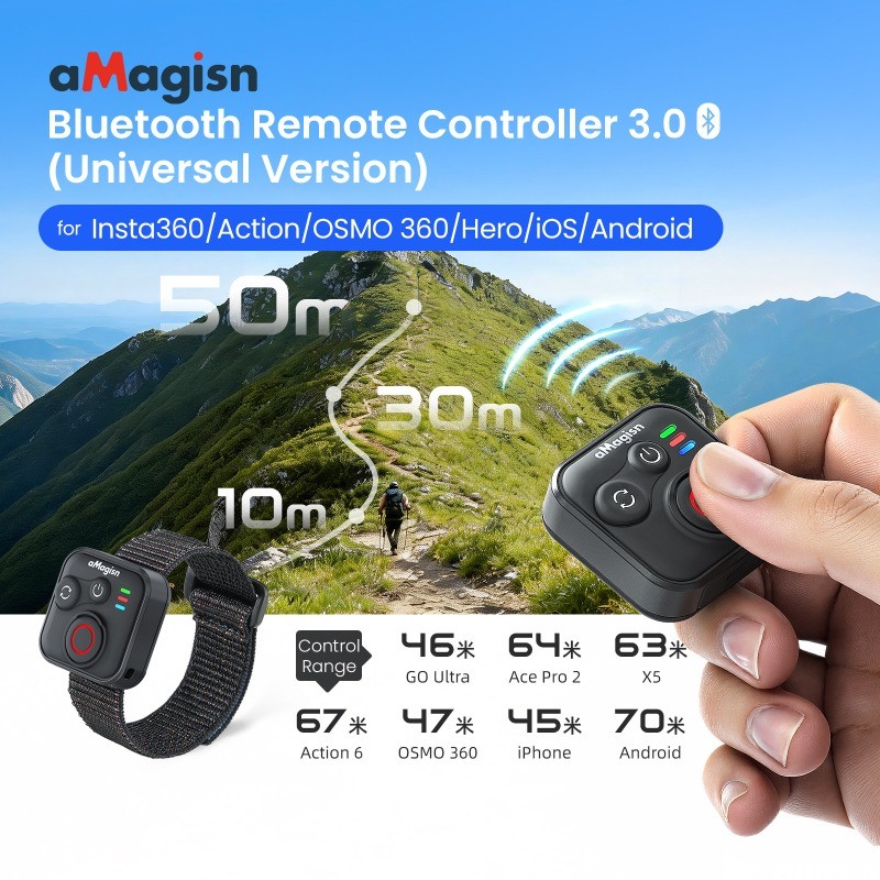 aMagisn Camera Bluetooth Remote Control for Insta360//DJI/GoPro / Android / iOS