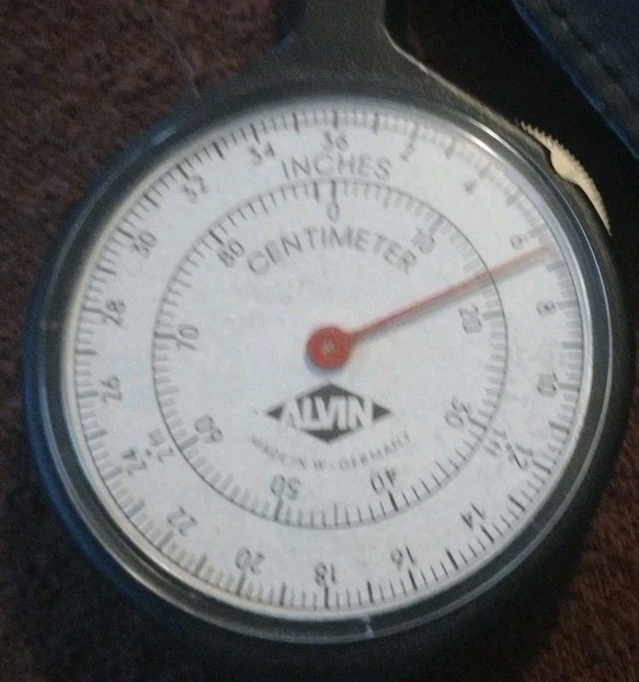 Vintage Drafting Scale Map Measure Opisometer - Model 1121 Alvin Co. Nice Case