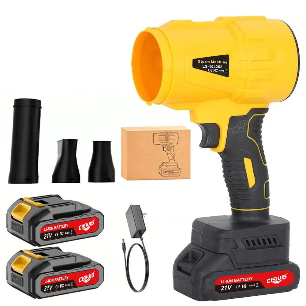 Cordless Handheld Turbo Blower Variable Speed Leaf Blower Nozzle w/ 2x Batteries