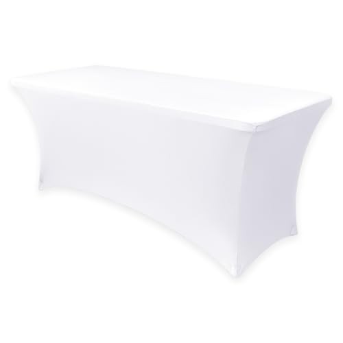 Spandex Table Cover 6ft Fitted Tablecloth 72" x 30" (Rectangular) White
