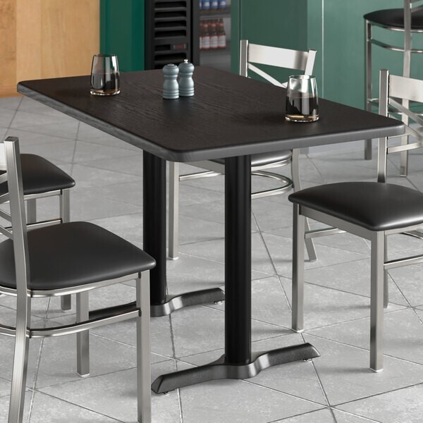 30" x 48" Rectangular Restaurant Table Top with Black Laminate Top Finish