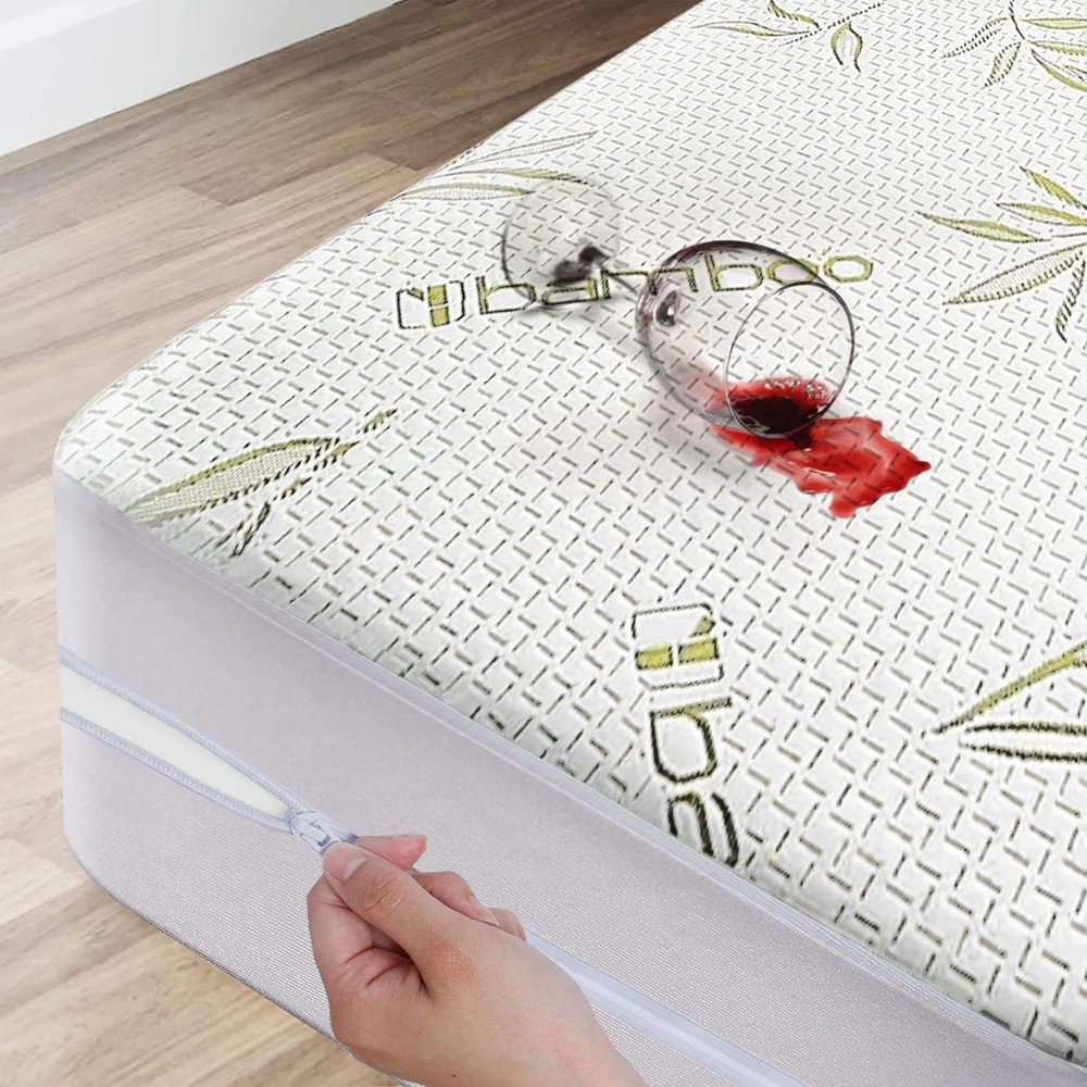 Protector de colchón de bambú con cremallera - 100 % impermeable