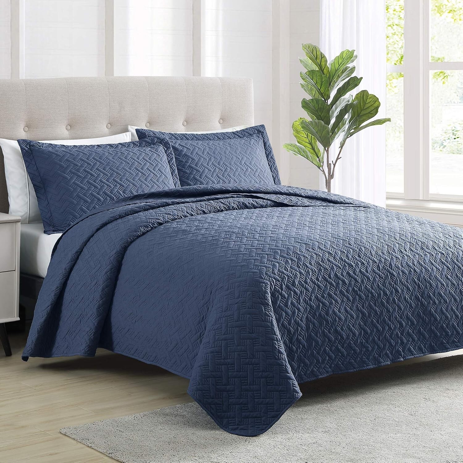 3 Piece Quilted Bedspread Queen King Size Ultra Soft Coverlet Comforter Set