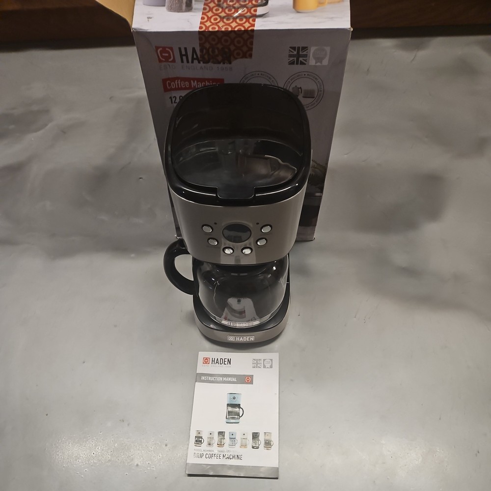 Haden Coffee Machine 12 Cup Programmable Drip CoffeeMaker Putty/Chrome(Open Box)