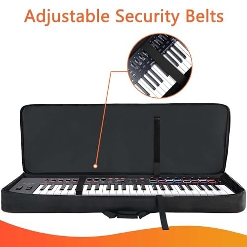 49-Key Soft Keyboard Case Bag, Waterproof with Padded Pockets & Adjustable Strap