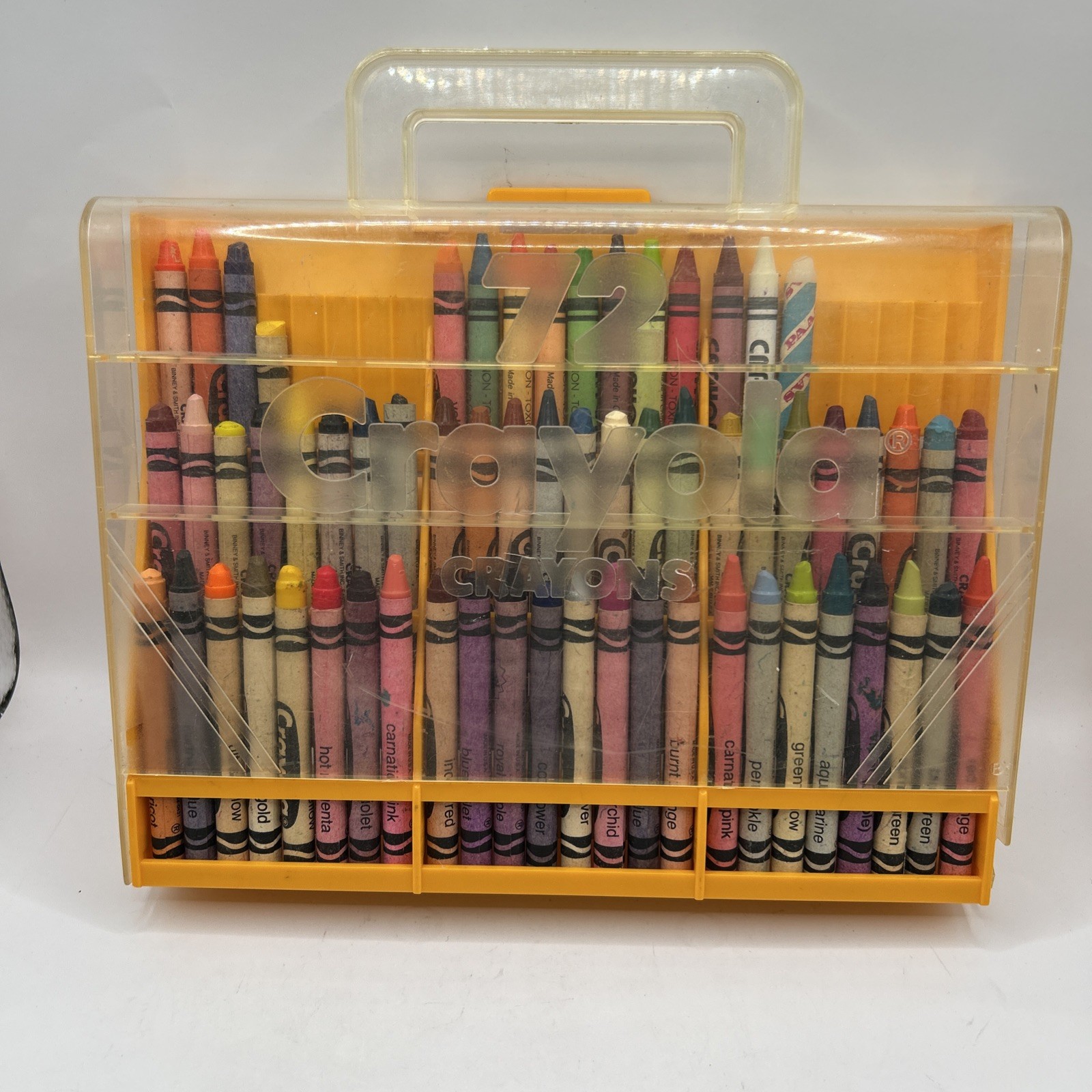 Vintage Crayola Crayons Plastic Carry Case - Holds 72 Crayons - No Sharpener
