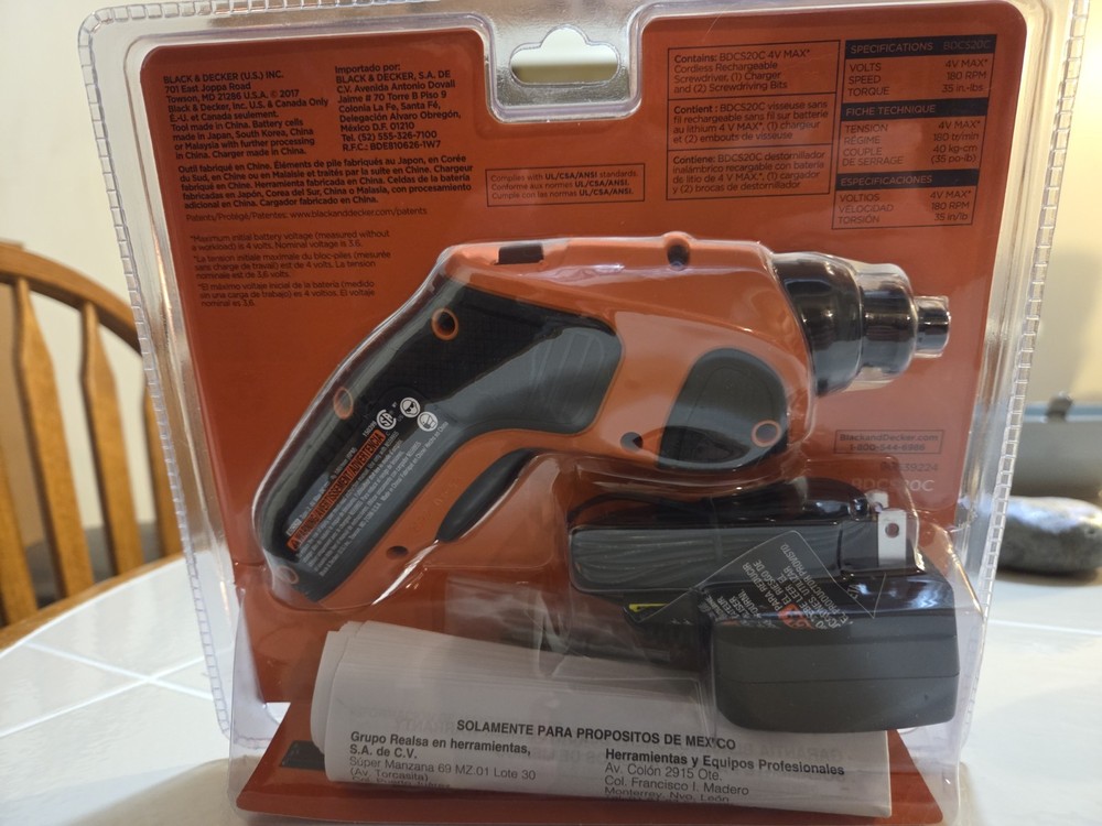 Black And Decker 4V Max Cordless Rechargeable Screwdriver