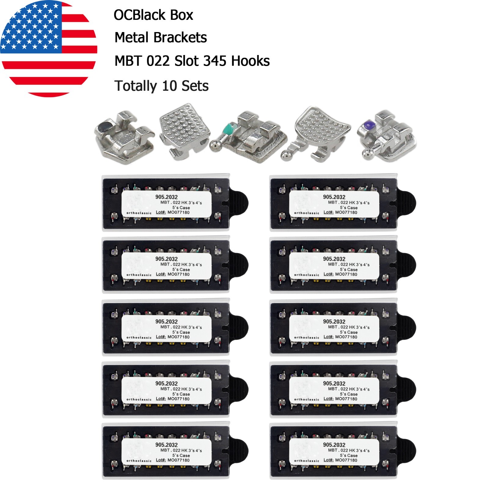 Dental Orthodontic Metal Brackets Braces Mini Roth MBT 018 022 345 Hooks MIM